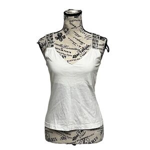 Mexx  Cropped Ivory Blouse Sequin Ethereal Preppy Coastal Capsule Beachy Boho XS